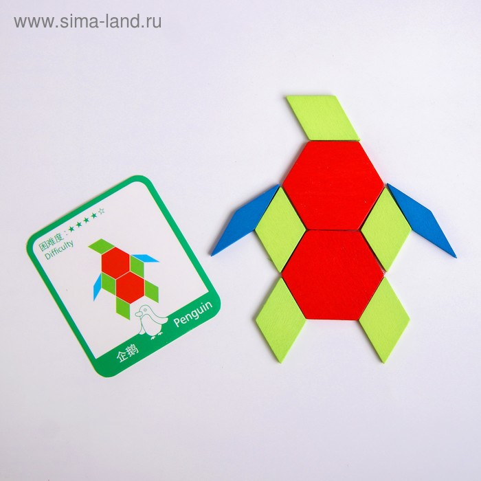 Деревянная игрушка «Развивающий геометрический пазл», 24,5 × 21,3 × 4 см, 24 карточки, 155 деталей