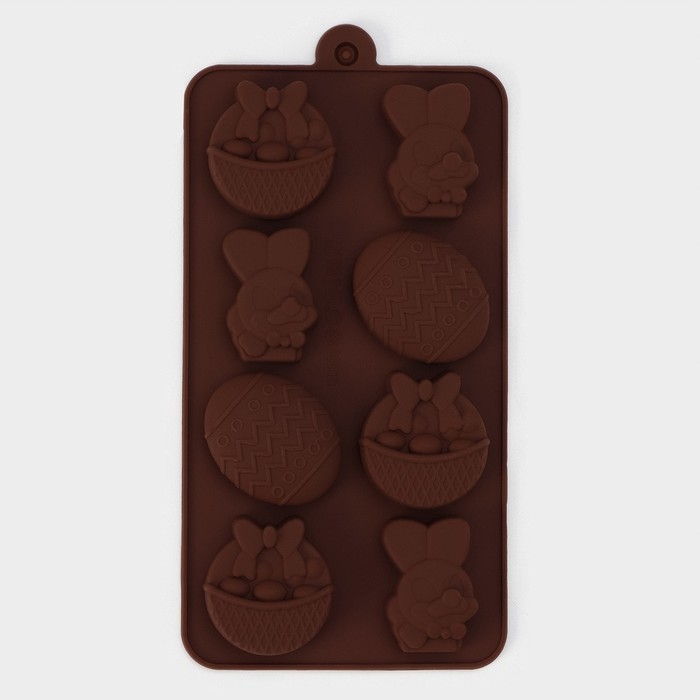 Форма для шоколада Доляна «Пасха», силикон, 18,8×10×1,5 см, 8 ячеек, цвет коричневый Форма для шоколада Доляна «Пасха», силикон, 18,8×10×1,5 см, 8 ячеек, цвет коричневый