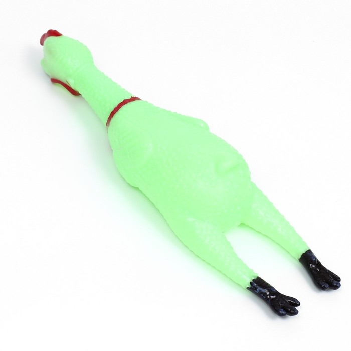 Игрушка пищащая Игрушка пищащая "Курица светящаяся" для собак, 28 см, зелёная
