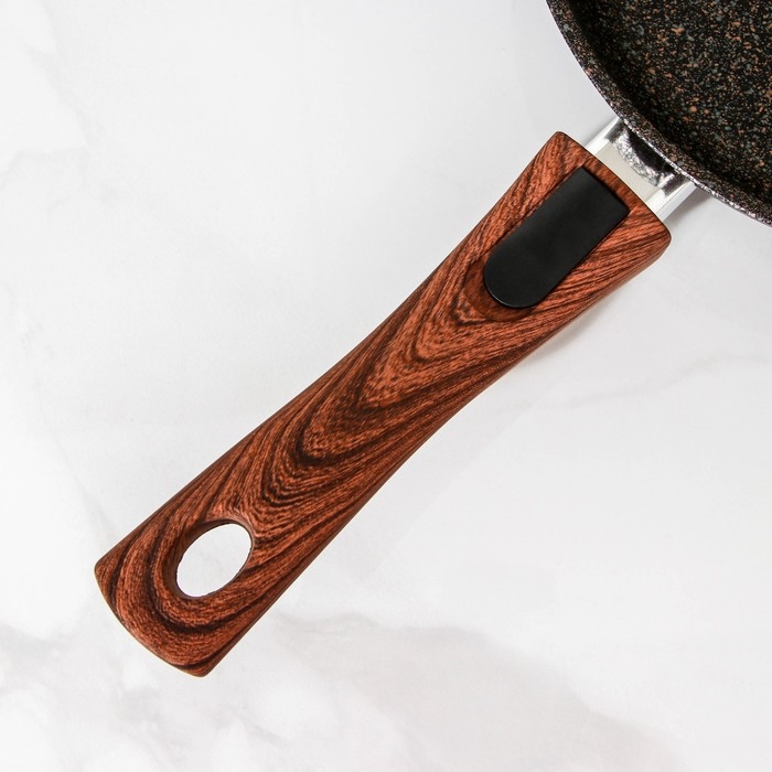 Сковорода Granit ultra, d=22 см, съёмная ручка, антипригарное покрытие, цвет чёрный, ручки МИКС