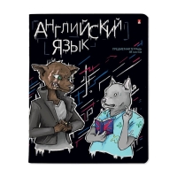 Тетрадь предметная "Зверобудни", 48 листов в клетку "Английский язык", обложка картон, ламинация SoftTouch