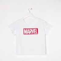 Футболка укороченная «Marvel» Мстители, цвет белый