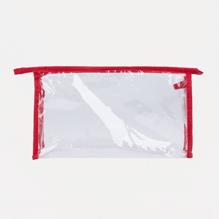 Косметичка на молнии, цвет красный/прозрачный