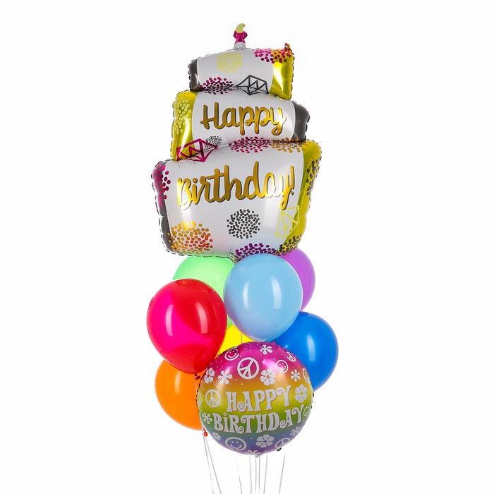 Набор шаров «Happy Birthday. Торт», латекс, фольга, 9 шт.