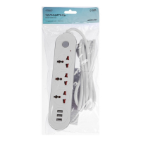 Удлинитель Luazon Lighting, 3 розетки, 3 м, 10 А, 2200 Вт, 2х0.75 мм2, 3хUSB, с выкл., Б