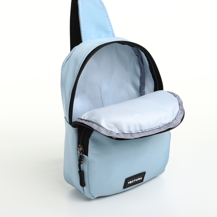 Сумка-слинг на молнии TEXTURA, наружный карман, цвет голубой