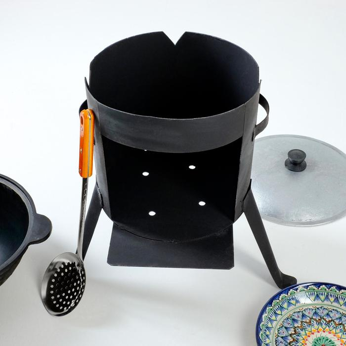 Набор для плова 4 предмета: казан 6л, печь под казан, ляган 25см, шумовка 43см Набор для плова 4 предмета: казан 6л, печь под казан, ляган 25см, шумовка 43см