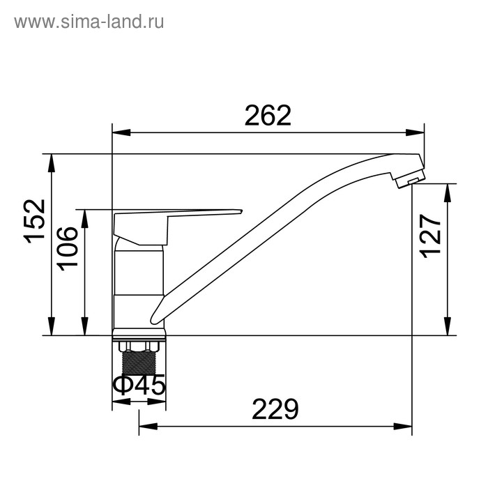 Смеситель для кухни Accoona A4165, однорычажный, с гайкой, хром Смеситель для кухни Accoona A4165, однорычажный, с гайкой, хром