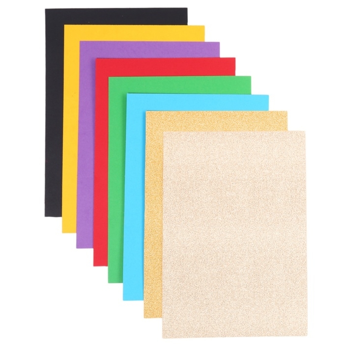 Картон цветной с блёстками, А4, 8 листов, 8 цветов, немелованный, двусторонний, в папке, 250 г/м², Маша и Медведь Картон цветной с блёстками, А4, 8 листов, 8 цветов, немелованный, двусторонний, в папке, 250 г/м², Маша и Медведь