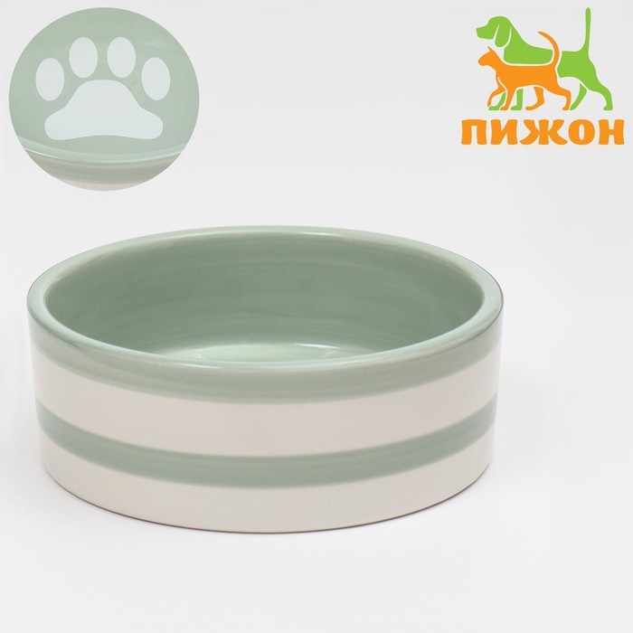 Миска керамическая  Миска керамическая "След" 300 мл  12,5 x 4,5 cм, серо-зелёная