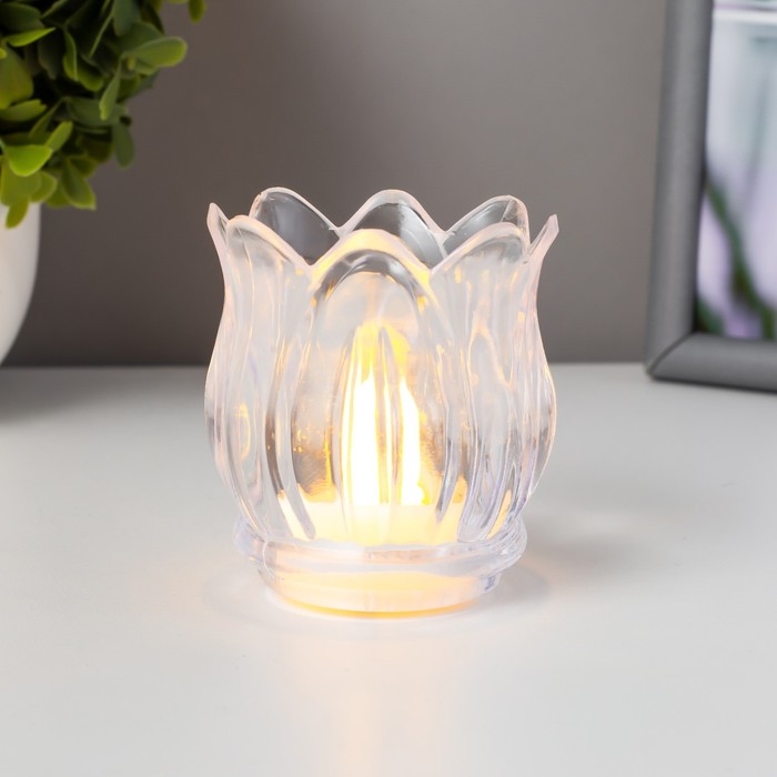 Ночник Ночник "Свеча" LED от батареек 3хAG13 белый 6,5х6,5х7 см RISALUX