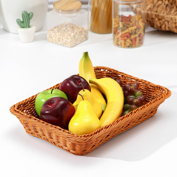 Корзина для продуктов Доляна, 35×24,5×7 см, цвет коричневый Корзина для продуктов Доляна, 35×24,5×7 см, цвет коричневый