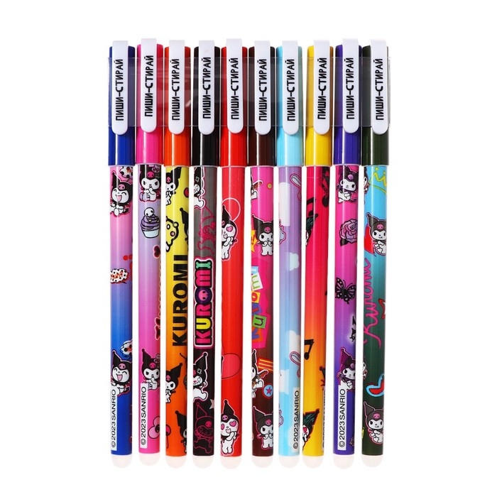 Набор гелевых ручек 10 цветов Kuromi, игольчатый узел 0.5 мм, со стираемыми чернилами Набор гелевых ручек 10 цветов Kuromi, игольчатый узел 0.5 мм, со стираемыми чернилами