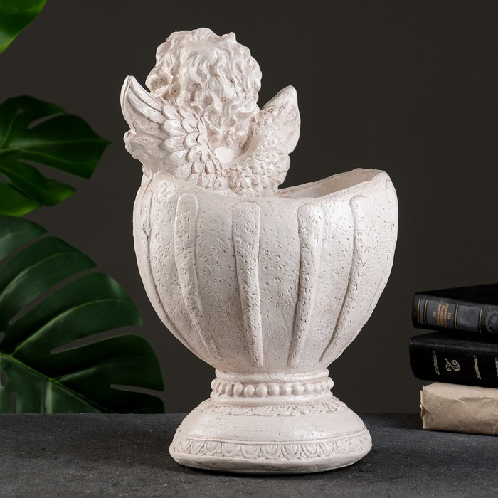 Фигурное кашпо Фигурное кашпо "Ангел в вазе" состаренный, 1,2 л / 20х35х23см