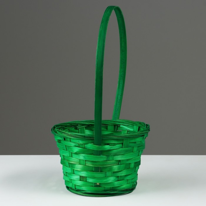 Корзина плетеная, D17 х 9 х 30 см, зеленая, бамбук Корзина плетеная, D17 х 9 х 30 см, зеленая, бамбук