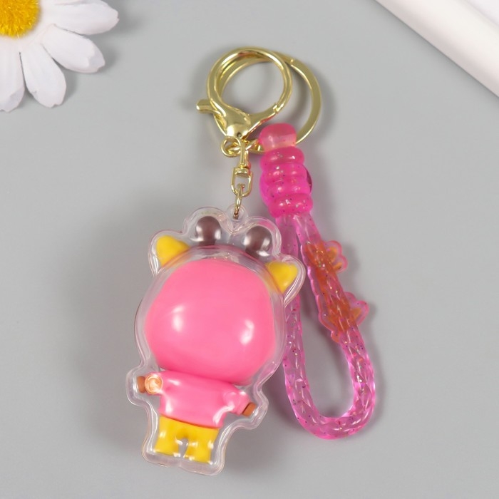 Брелок резина с карабином, ремешком Брелок резина с карабином, ремешком "Жирафик в розовой толстовке" 7х4х3 см