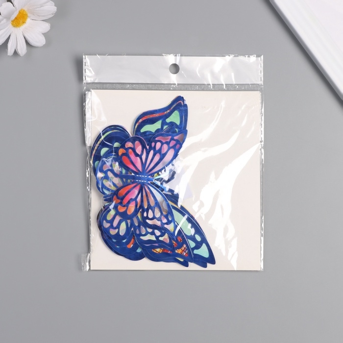 Наклейка бумага, пластик Наклейка бумага, пластик "Бабочки, цветные пятна" синие набор 12 шт 12 см, 10 см 8 см