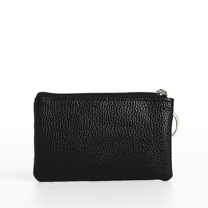 Ключница - кошелёк на молнии, длина 12 см, кольцо, цвет чёрный Ключница - кошелёк на молнии, длина 12 см, кольцо, цвет чёрный
