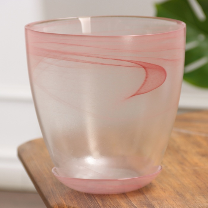 Горшок цветочный с поддоном №5 алебастр розовый 3 л Горшок цветочный с поддоном №5 алебастр розовый 3 л