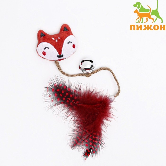 Игрушка для кошек с кошачьей мятой и перьями  Игрушка для кошек с кошачьей мятой и перьями "Лиса", 10 см, с бубенчиком