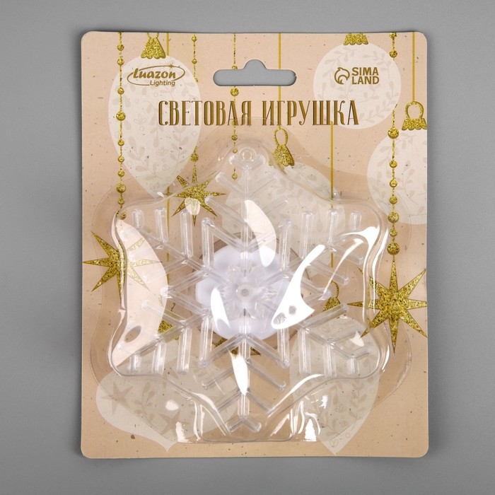 Светодиодная игрушка на липучке «Снежинка» 11 см, батарейки LR44х3 (в комплекте), свечение мульти Светодиодная игрушка на липучке «Снежинка» 11 см, батарейки LR44х3 (в комплекте), свечение мульти