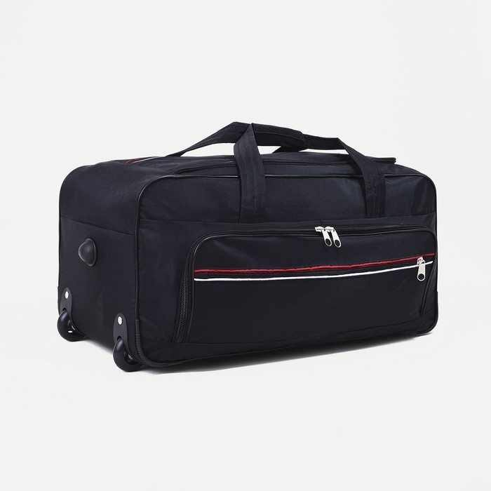 Сумка дорожная на колёсах, отдел на молнии, 3 наружных кармана, цвет чёрный Сумка дорожная на колёсах, отдел на молнии, 3 наружных кармана, цвет чёрный