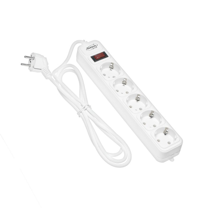 Сетевой фильтр Luazon Lighting, 5 розеток, 1.8 м, 2200 Вт, 3 х 0.75 мм2, 10 А, 220 В, белый Сетевой фильтр Luazon Lighting, 5 розеток, 1.8 м, 2200 Вт, 3 х 0.75 мм2, 10 А, 220 В, белый