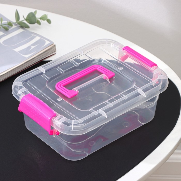 Контейнер для хранения, крышка с ручкой на защёлке, 20×15×7,5 см, цвет МИКС Контейнер для хранения, крышка с ручкой на защёлке, 20×15×7,5 см, цвет МИКС