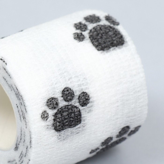 Бинт самофиксирующийся  Бинт самофиксирующийся "Лапки", 5 см, макс. растяжимость 4,5 м, белый