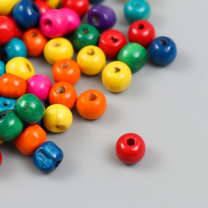 Бусины для творчества дерево Бусины для творчества дерево "Разноцветные" d=0,8 см набор 20 гр