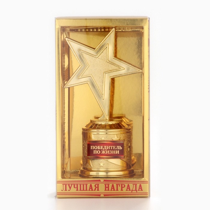 Кубок наградная фигура: звезда литая &laquo;Победитель по жизни&raquo; золото, пластик, 16 х 8,5 х 6 см.