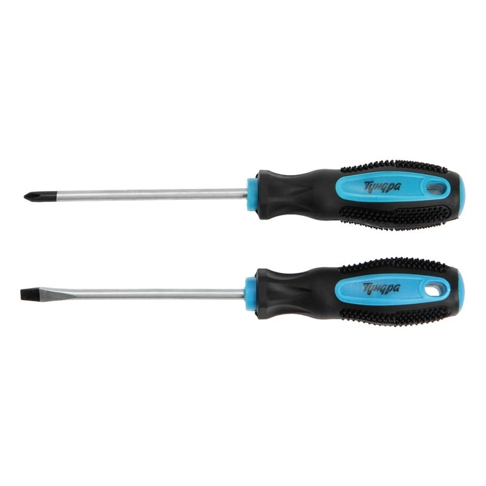 Набор отверток ТУНДРА, сатин, магнит, двухкомпонентные рукоятки, PH1 и SL5 х 100 мм, 2 шт. Набор отверток ТУНДРА, сатин, магнит, двухкомпонентные рукоятки, PH1 и SL5 х 100 мм, 2 шт.