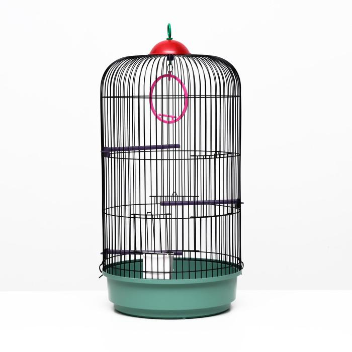Клетка для птиц круглая, трехярусная сварная, малый поддон, 33 x 77 см, микс цветов Клетка для птиц круглая, трехярусная сварная, малый поддон, 33 x 77 см, микс цветов