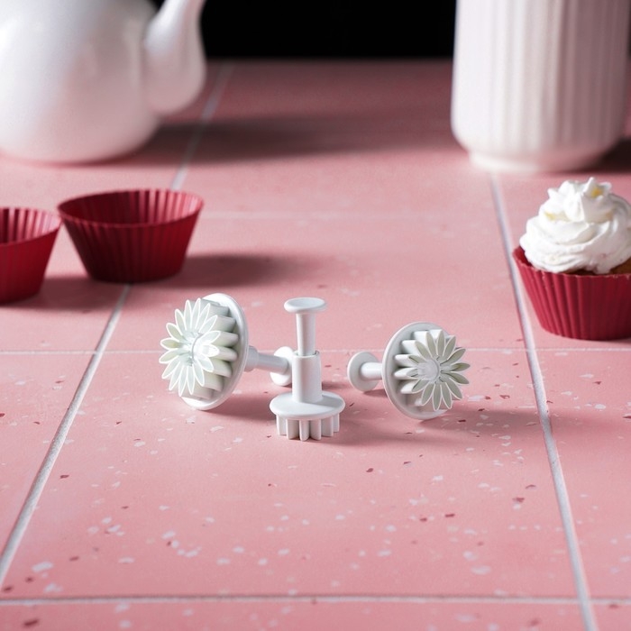 Набор плунжеров кондитерских Доляна «Герберы», 3 шт, размеры цветков: 4,3 см, 4,8 см, 5,5 см Набор плунжеров кондитерских Доляна «Герберы», 3 шт, размеры цветков: 4,3 см, 4,8 см, 5,5 см