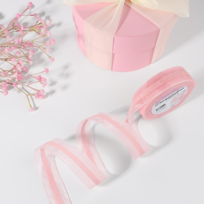 Лента декоративная, капроновая, 25 мм, 9 ± 0,5 м, цвет розовый №041 Лента декоративная, капроновая, 25 мм, 9 ± 0,5 м, цвет розовый №041