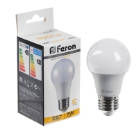 Лампа светодиодная FERON, (7W) 230V E27 2700K A60, LB-91
