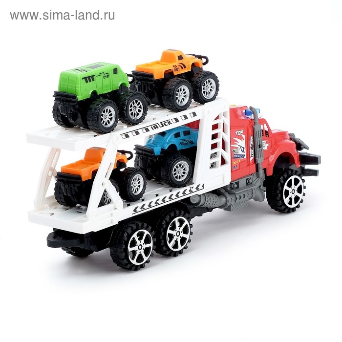 Грузовик инерционный &laquo;Перевозчик&raquo; с 4 машинами, МИКС