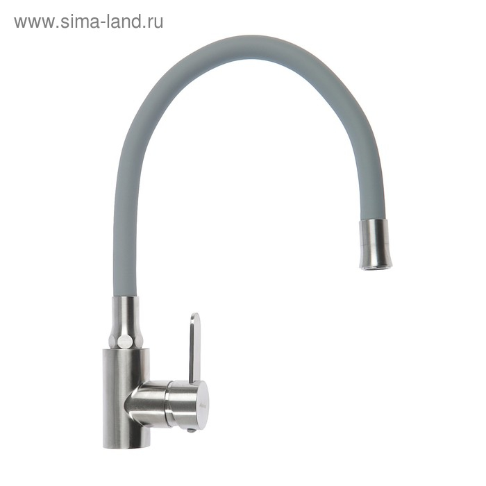 Смеситель для кухни Accoona A48104T, однорычажный, с гайкой, нерж.сталь, серый/сатин Смеситель для кухни Accoona A48104T, однорычажный, с гайкой, нерж.сталь, серый/сатин