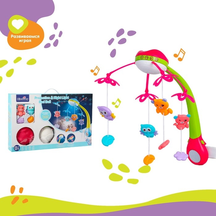 Мобиль музыкальный на кроватку «Яркие птички», с ночником + пульт, цвет МИКС Мобиль музыкальный на кроватку «Яркие птички», с ночником + пульт, цвет МИКС