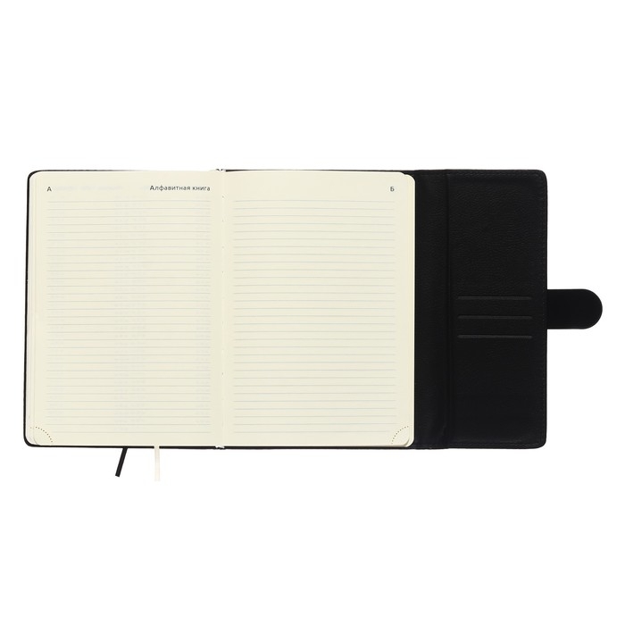 Ежедневник датированный 2024 A5 176 листов, deVENTE.Tudor, твёрдая обложка из искусственной кожи, ляссе, кремовый блок 70 г/м2, чёрный