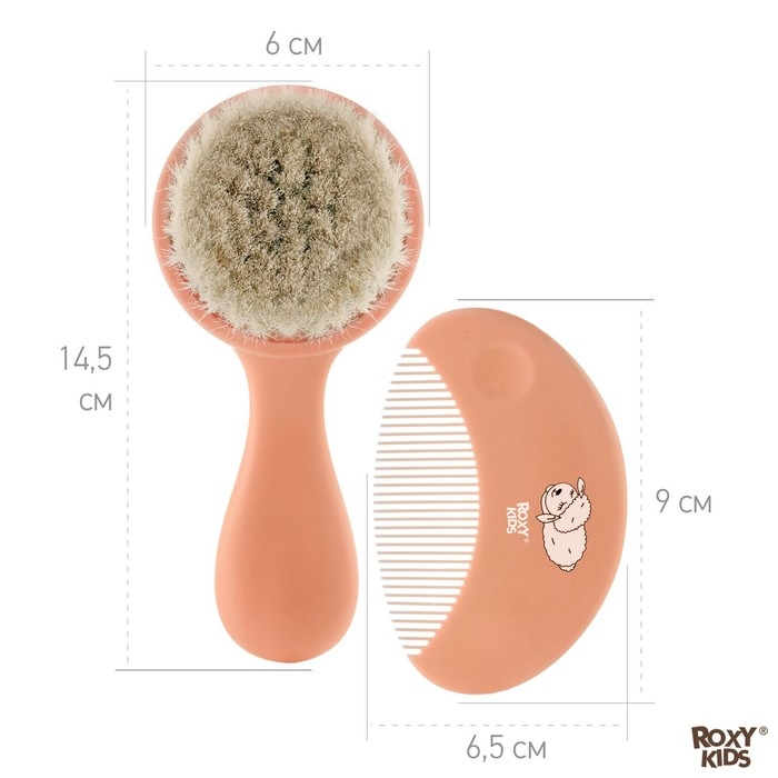 Мягкая расческа-щетка и гребешок с ворсом из овечьей шерсти, цвет персиковый Мягкая расческа-щетка и гребешок с ворсом из овечьей шерсти, цвет персиковый