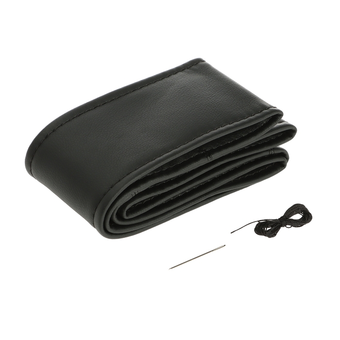 Оплетка на руль сшивная, экокожа, черная, нить, игла, размер 2ХL, 42-44 см Оплетка на руль сшивная, экокожа, черная, нить, игла, размер 2ХL, 42-44 см