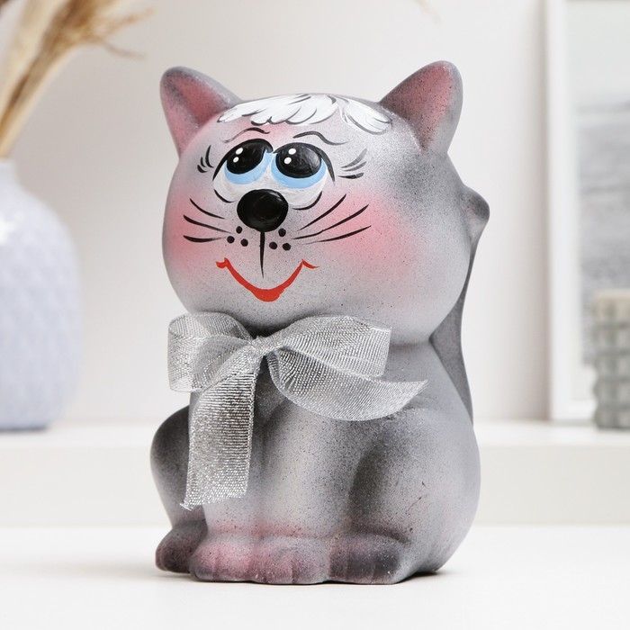 Копилка Копилка "Серый кот Кругляш" 17см