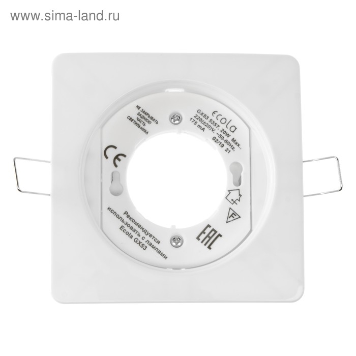 Светильник встраиваемый Ecola 5357, GX53, IP20, 220 В, квадратный, 25x107 мм, белый Светильник встраиваемый Ecola 5357, GX53, IP20, 220 В, квадратный, 25x107 мм, белый
