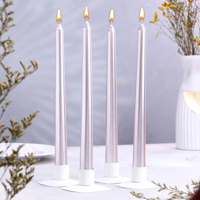 Свеча античная, 2,3х 25 см, 4 шт, лакированная, розовый металлик Свеча античная, 2,3х 25 см, 4 шт, лакированная, розовый металлик