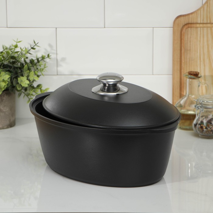 Утятница «Традиция», 4 л, алюминиевая крышка, антипригарное покрытие, цвет чёрный Утятница «Традиция», 4 л, алюминиевая крышка, антипригарное покрытие, цвет чёрный