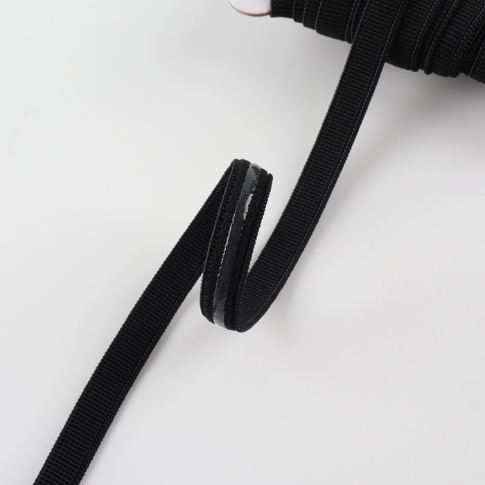 Резинка с силиконом, 8 мм, 10 ± 1 м, цвет чёрный Резинка с силиконом, 8 мм, 10 ± 1 м, цвет чёрный