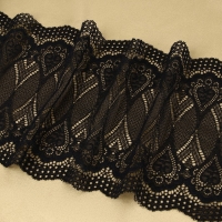 Кружевная эластичная ткань, 185 мм × 2,7 ± 0,5 м, цвет чёрный