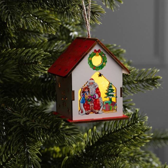 Подвеска световая Подвеска световая "Дом Деда Мороза", 7х6х8 см, 1 LED, AG10x3 (в компл.), свечение тёплое белое