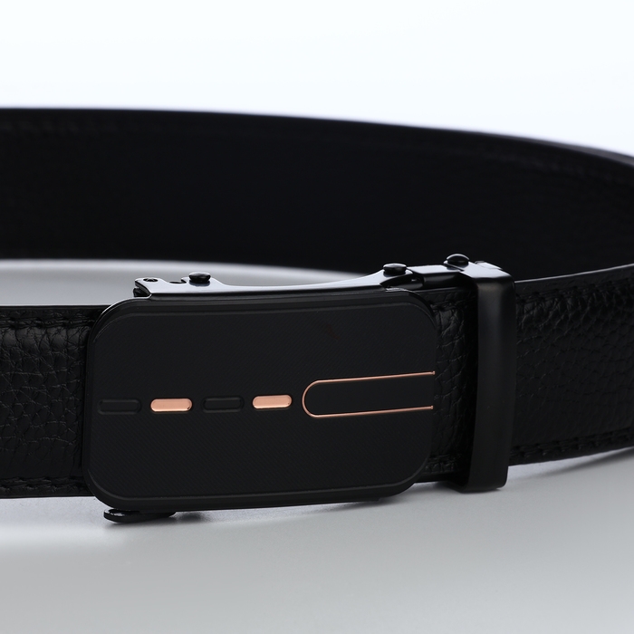 Ремень мужской, ширина 3,5 см, пряжка автомат, цвет чёрный